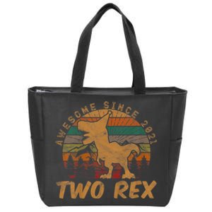 Two Rex 2nd Birthday Gifts Second Dinosaur 2 Year Old Zip Tote Bag