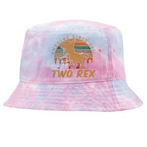 Two Rex 2nd Birthday Gifts Second Dinosaur 2 Year Old Tie-Dyed Bucket Hat