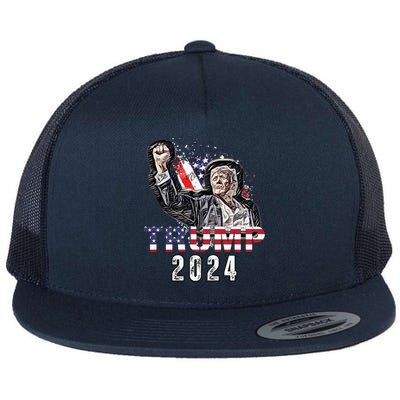 Trump Rally 2024 Trump Voting America Sketch Patriotic Flat Bill Trucker Hat