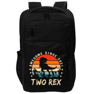 Two Rex 2nd Birthday Gift Second Dinosaur 2 Year Old Impact Tech Backpack