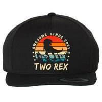 Two Rex 2nd Birthday Gift Second Dinosaur 2 Year Old Wool Snapback Cap