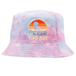 Two Rex 2nd Birthday Gift Second Dinosaur 2 Year Old Tie-Dyed Bucket Hat