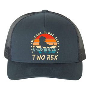 Two Rex 2nd Birthday Gift Second Dinosaur 2 Year Old Yupoong Adult 5-Panel Trucker Hat