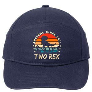 Two Rex 2nd Birthday Gift Second Dinosaur 2 Year Old 7-Panel Snapback Hat