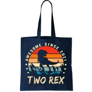 Two Rex 2nd Birthday Gift Second Dinosaur 2 Year Old Tote Bag