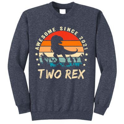 Two Rex 2nd Birthday Gift Second Dinosaur 2 Year Old Sweatshirt