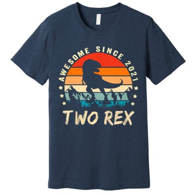 Two Rex 2nd Birthday Gift Second Dinosaur 2 Year Old Premium T-Shirt
