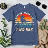 Two Rex 2nd Birthday Gift Second Dinosaur 2 Year Old Premium T-Shirt