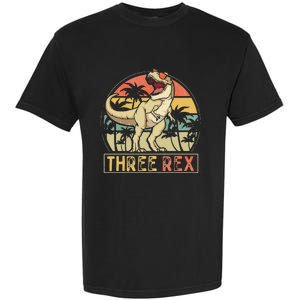 Three Rex 3rd Birthday Gifts Dinosaur 3 Year Old Garment-Dyed Heavyweight T-Shirt