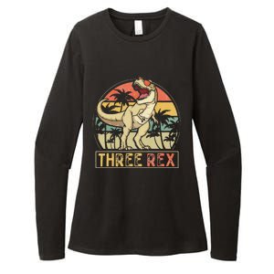 Three Rex 3rd Birthday Gifts Dinosaur 3 Year Old Womens CVC Long Sleeve Shirt