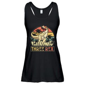 Three Rex 3rd Birthday Gifts Dinosaur 3 Year Old Ladies Essential Flowy Tank