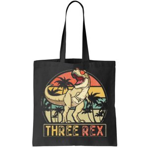 Three Rex 3rd Birthday Gifts Dinosaur 3 Year Old Tote Bag