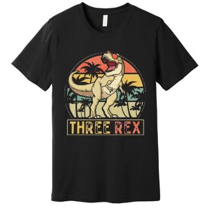 Three Rex 3rd Birthday Gifts Dinosaur 3 Year Old Premium T-Shirt