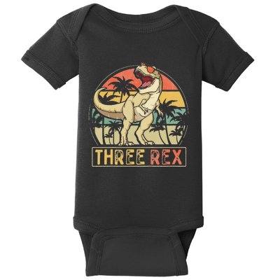 Three Rex 3rd Birthday Gifts Dinosaur 3 Year Old Baby Bodysuit