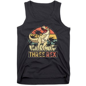 Three Rex 3rd Birthday Gifts Dinosaur 3 Year Old Tank Top