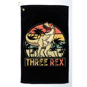 Three Rex 3rd Birthday Gifts Dinosaur 3 Year Old Platinum Collection Golf Towel