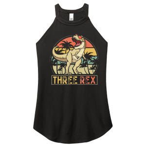 Three Rex 3rd Birthday Gifts Dinosaur 3 Year Old Women's Perfect Tri Rocker Tank