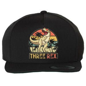 Three Rex 3rd Birthday Gifts Dinosaur 3 Year Old Wool Snapback Cap