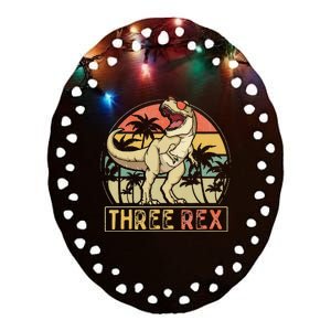 Three Rex 3rd Birthday Gifts Dinosaur 3 Year Old Ceramic Oval Ornament