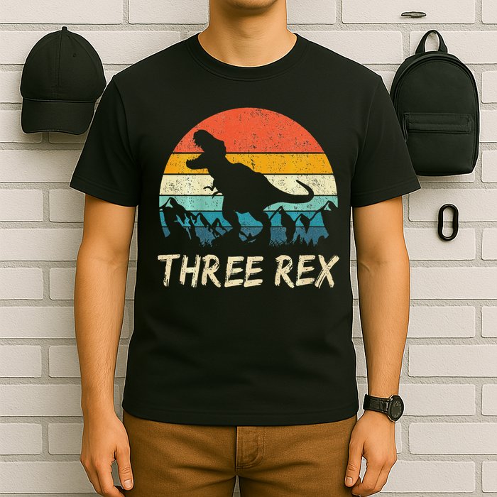 Three Rex 3rd Birthday Third Dinosaur 3 Year Old T-Shirt