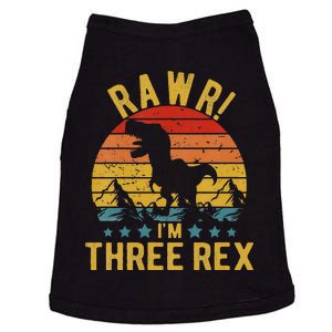 Three Rex 3rd Birthday Dinosaur 3 Year Old Rawr Doggie Tank