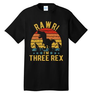 Three Rex 3rd Birthday Dinosaur 3 Year Old Rawr Tall T-Shirt