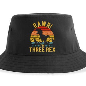 Three Rex 3rd Birthday Dinosaur 3 Year Old Rawr Sustainable Bucket Hat