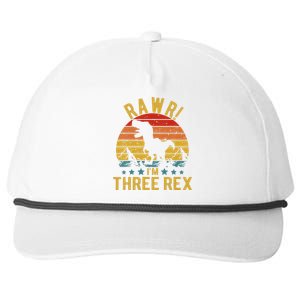 Three Rex 3rd Birthday Dinosaur 3 Year Old Rawr Snapback Five-Panel Rope Hat