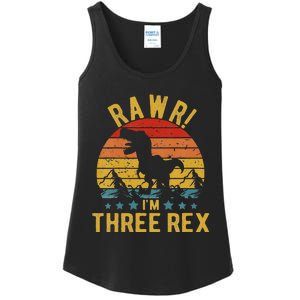 Three Rex 3rd Birthday Dinosaur 3 Year Old Rawr Ladies Essential Tank