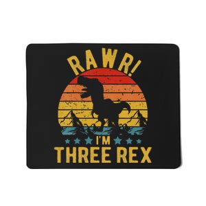 Three Rex 3rd Birthday Dinosaur 3 Year Old Rawr Mousepad