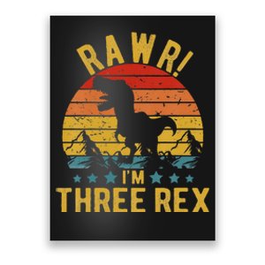 Three Rex 3rd Birthday Dinosaur 3 Year Old Rawr Poster