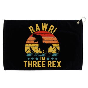 Three Rex 3rd Birthday Dinosaur 3 Year Old Rawr Grommeted Golf Towel