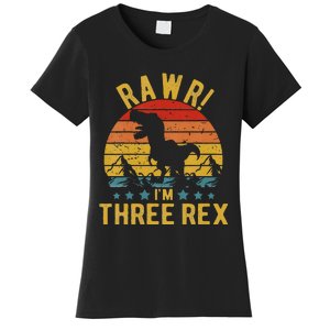 Three Rex 3rd Birthday Dinosaur 3 Year Old Rawr Women's T-Shirt