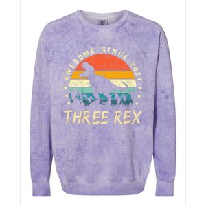 Three Rex 3rd Birthday Third Dinosaur 3 Year Old Colorblast Crewneck Sweatshirt