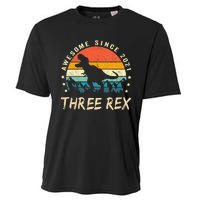 Three Rex 3rd Birthday Third Dinosaur 3 Year Old Cooling Performance Crew T-Shirt