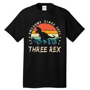 Three Rex 3rd Birthday Third Dinosaur 3 Year Old Tall T-Shirt