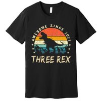 Three Rex 3rd Birthday Third Dinosaur 3 Year Old Premium T-Shirt