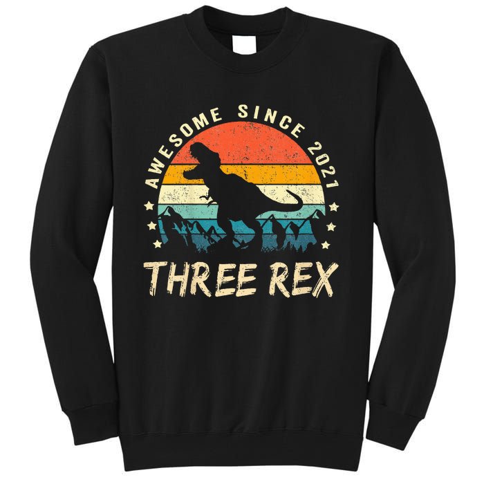 Three Rex 3rd Birthday Third Dinosaur 3 Year Old Tall Sweatshirt