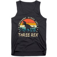 Three Rex 3rd Birthday Third Dinosaur 3 Year Old Tank Top