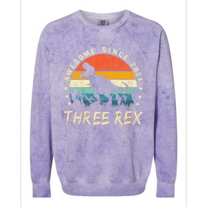 Three Rex 3rd Birthday Third Dinosaur 3 Year Old Colorblast Crewneck Sweatshirt