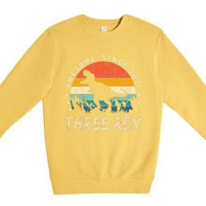 Three Rex 3rd Birthday Third Dinosaur 3 Year Old Premium Crewneck Sweatshirt