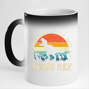 Three Rex 3rd Birthday Third Dinosaur 3 Year Old 11oz Black Color Changing Mug