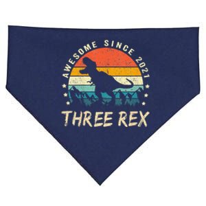 Three Rex 3rd Birthday Third Dinosaur 3 Year Old USA-Made Doggie Bandana