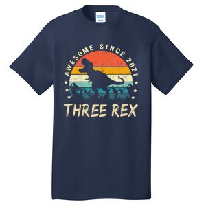 Three Rex 3rd Birthday Third Dinosaur 3 Year Old Tall T-Shirt