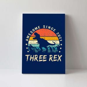 Three Rex 3rd Birthday Third Dinosaur 3 Year Old Canvas