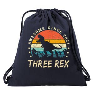 Three Rex 3rd Birthday Third Dinosaur 3 Year Old Drawstring Bag