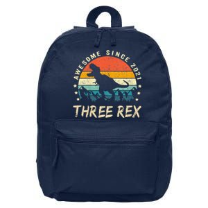 Three Rex 3rd Birthday Third Dinosaur 3 Year Old 16 in Basic Backpack