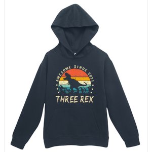 Three Rex 3rd Birthday Third Dinosaur 3 Year Old Urban Pullover Hoodie