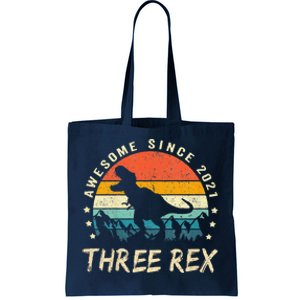 Three Rex 3rd Birthday Third Dinosaur 3 Year Old Tote Bag