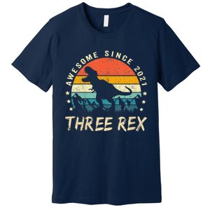 Three Rex 3rd Birthday Third Dinosaur 3 Year Old Premium T-Shirt